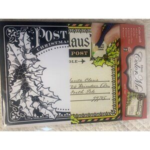 Ebony Color Me Christmas Post Card Toppers Includes 8 Cards & 14 Cutouts New